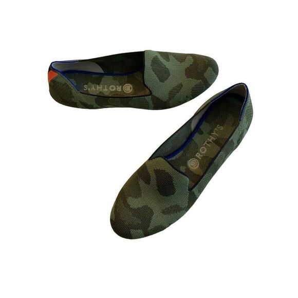 Rothy's round toe green camo flats shoes women's size 10 - Picture 1 of 10